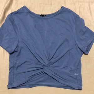 blue cropped SHEIN shirt